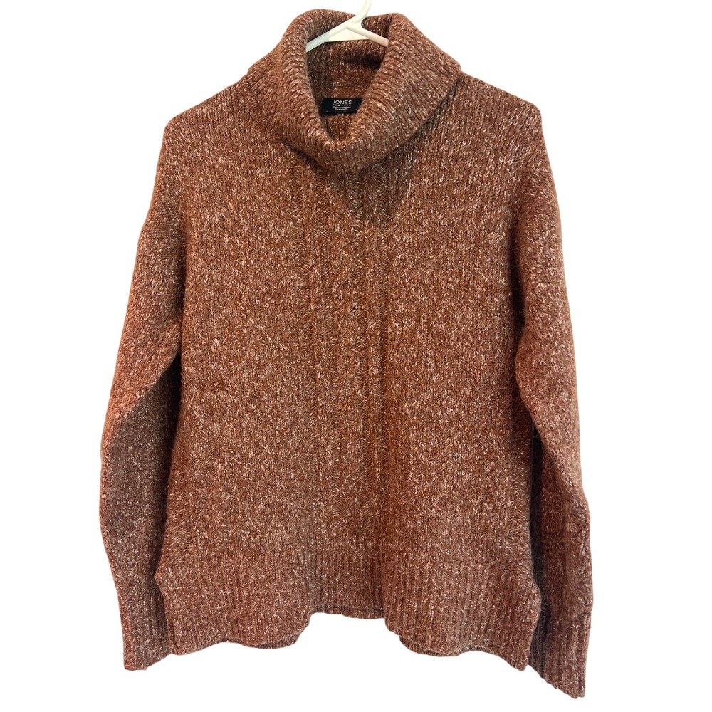 Jones New York Signature Women's Size M Rust Speckled Knit Cowl Neck Sweater